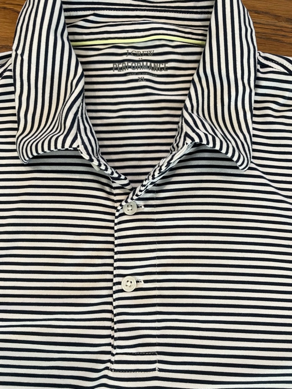 J.CREW PERFORMANCE Navy White Striped Polo Shirt Men's Size XL Short Sleeve